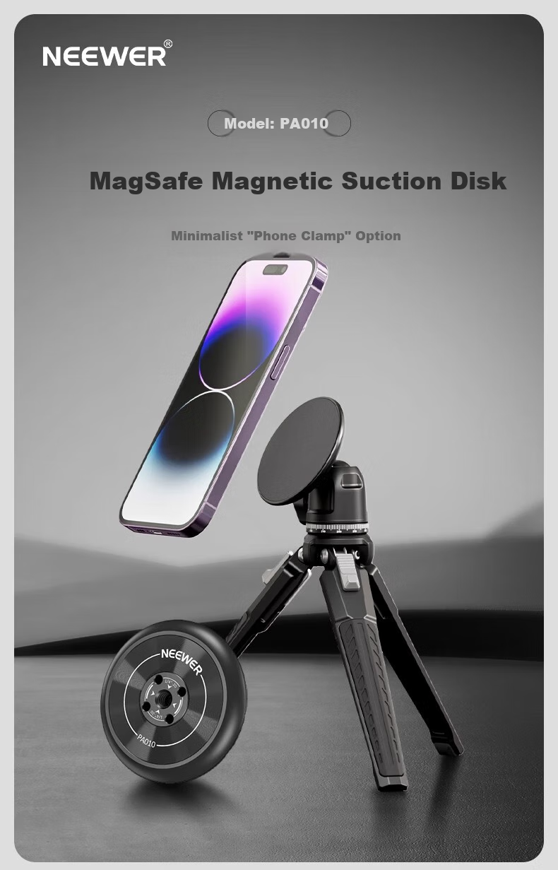 NEEWER Magnetic Phone Stand with MAGSAFE Suction Cup, 1/4 Thread with Positioning Hole, Quick Switch Photography Tripod Accessory PA010 2