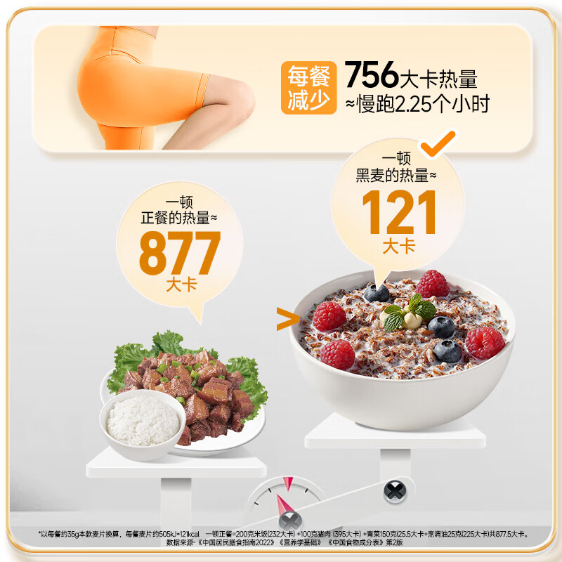 穗格氏（SHEGURZ）高纤黑麦片1000g罐装 即食营养早餐低GI低脂健身代餐燕麦片无糖精