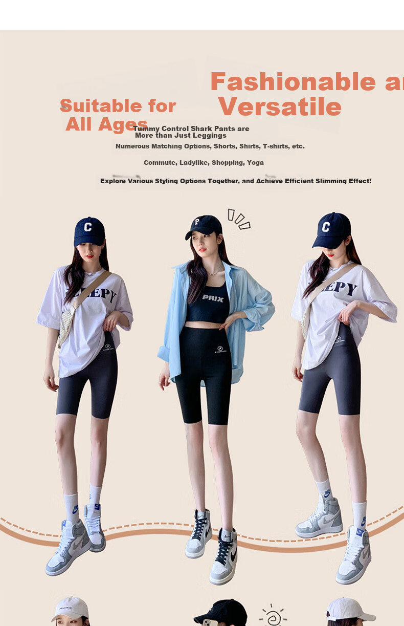 LangSha Shark Skin Five-Point Women's Outerwear Summer Thin Abdomen Control Hip Lift Yoga Cycling Seamless Safety Leggings 18