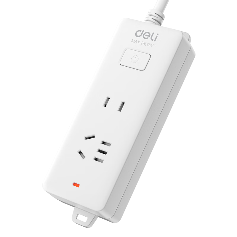 Deli New National Standard 3C Certified Safe Power Strip, Extension Cord/Power Bar/Outlet Strip/Power Board, Master Switch, Child Safety Lock, 2 Outlets 1 Meter, 18276(01)