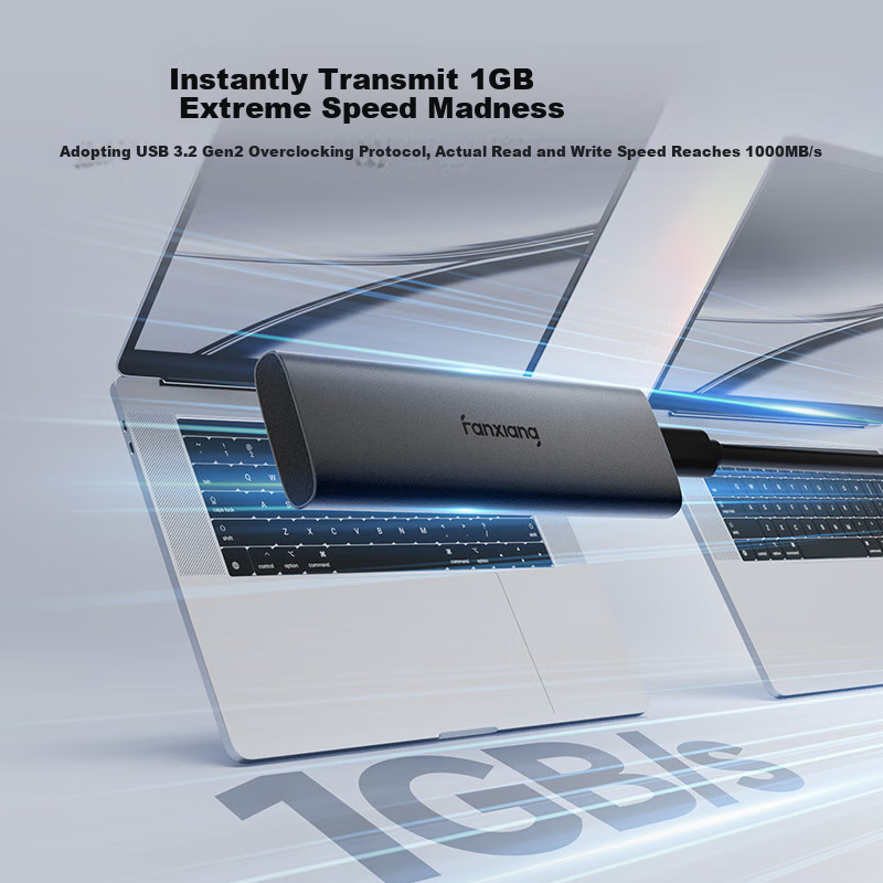 FANXIANG 2TB Portable Solid State Drive (PSSD), Type-C USB 3.2 High-Speed Reading 1000MB/s, Direct Phone Connection, Laptop External Hard Drive PS1008