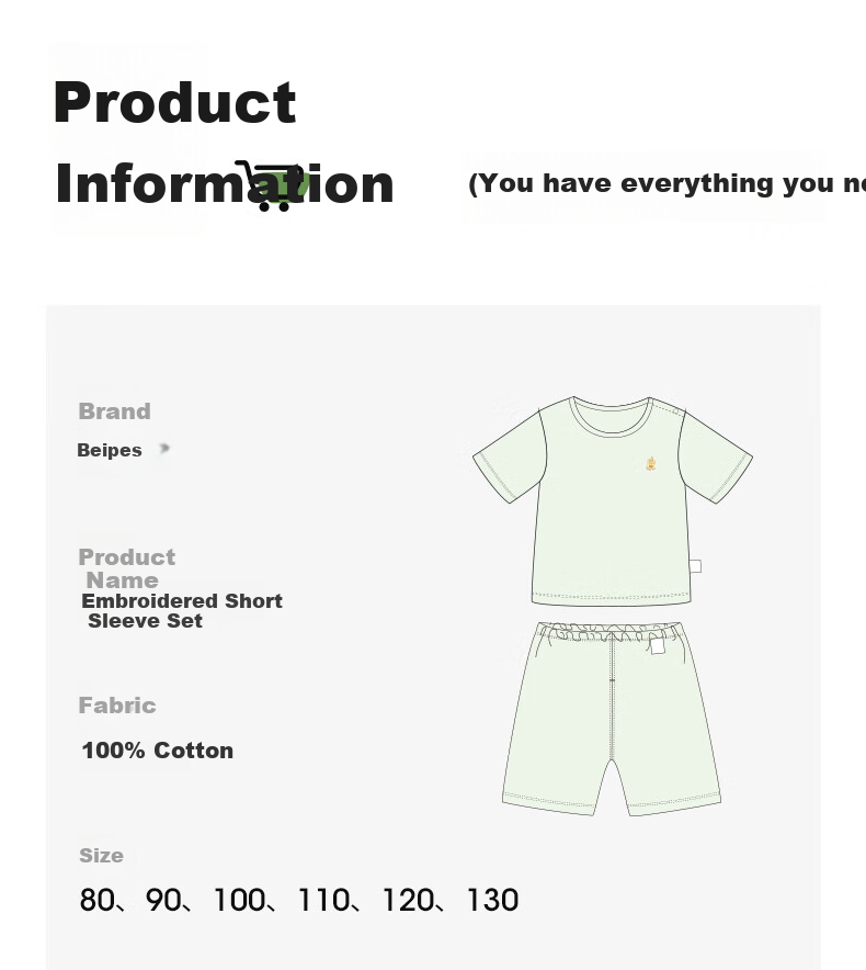 Beitaisi Children's Pajama Set, Summer New Style, Home Wear for Boys And Girls, Short-Sleeved Pure Cotton Loungewear, Cool And Breathable 24