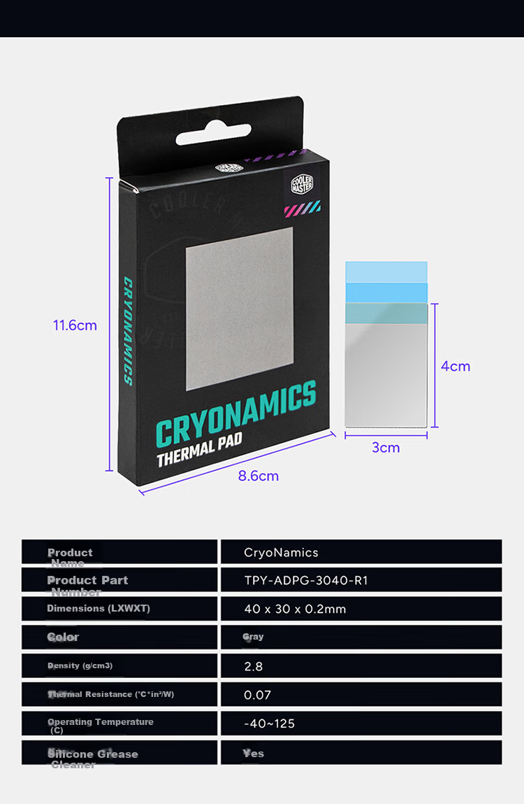 CoolerMaster CryoNamics Thermal Phase Change Heat Sink, CPU Thermal Pen, Laptop Phase Change Thermal Paste, Solid State Heat Conduction (40x30x0.2mm) 4