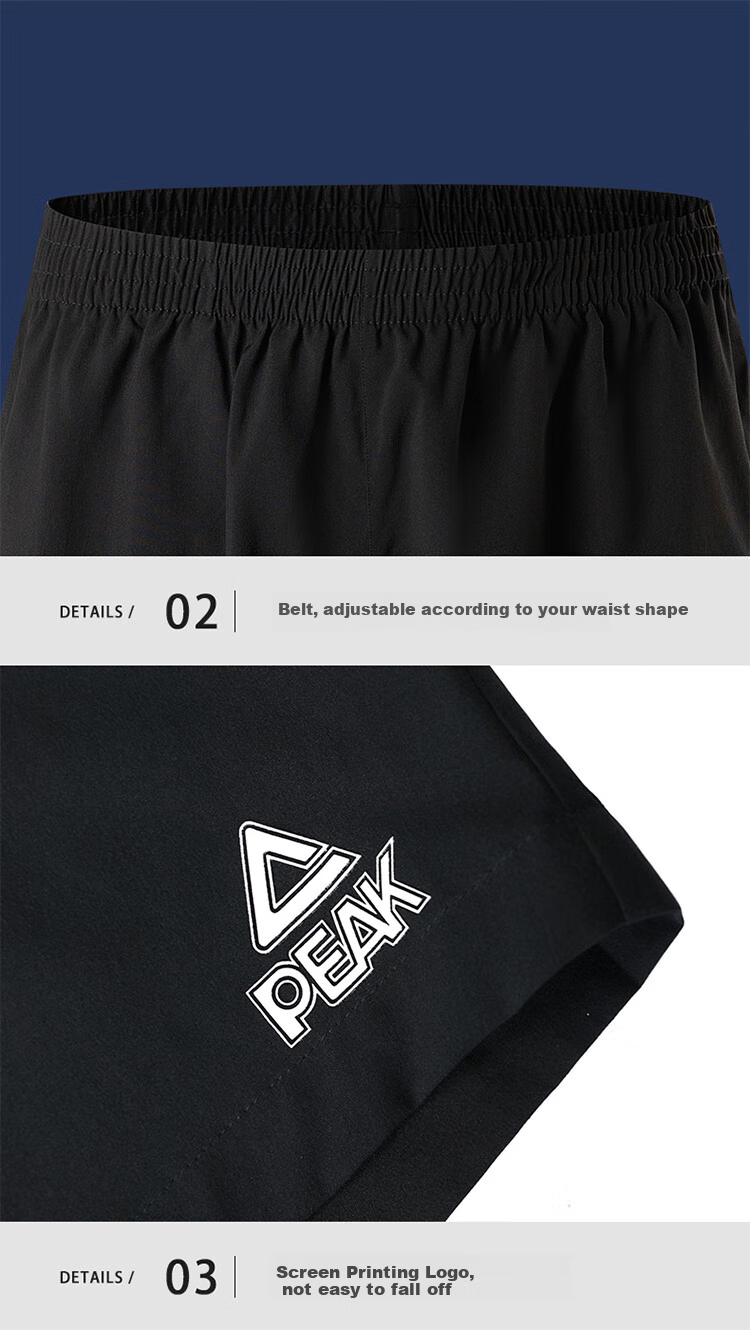 PEAK Men's Shorts, Summer Sports Pants, American-Style Casual Shorts for Men, Outdoor Breathable Quick-Dry Running Training Five-Point Shorts 8