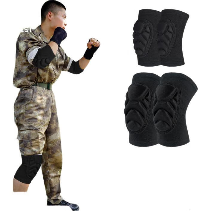 NAILEKESI N Knee And Elbow Pads, Tactical Four-Piece Set, Thickened, New Recruit Training, Pre-Enlistment Kit, Crawling Obstacle, Anti-Collision Set
