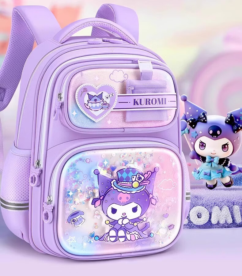 Herder Kuromi Elementary School Backpack for Girls 2025 New Lightweight Ergonomic Anti-Backpack for Grades 1-3 2