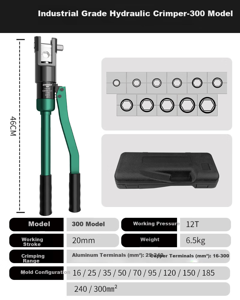 GREENER Household Hydraulic Crimping Pliers, Terminal Crimper, 16-240 Square Manual Crimping Tool for Cable Lugs, Professional Electrician's Tool 15