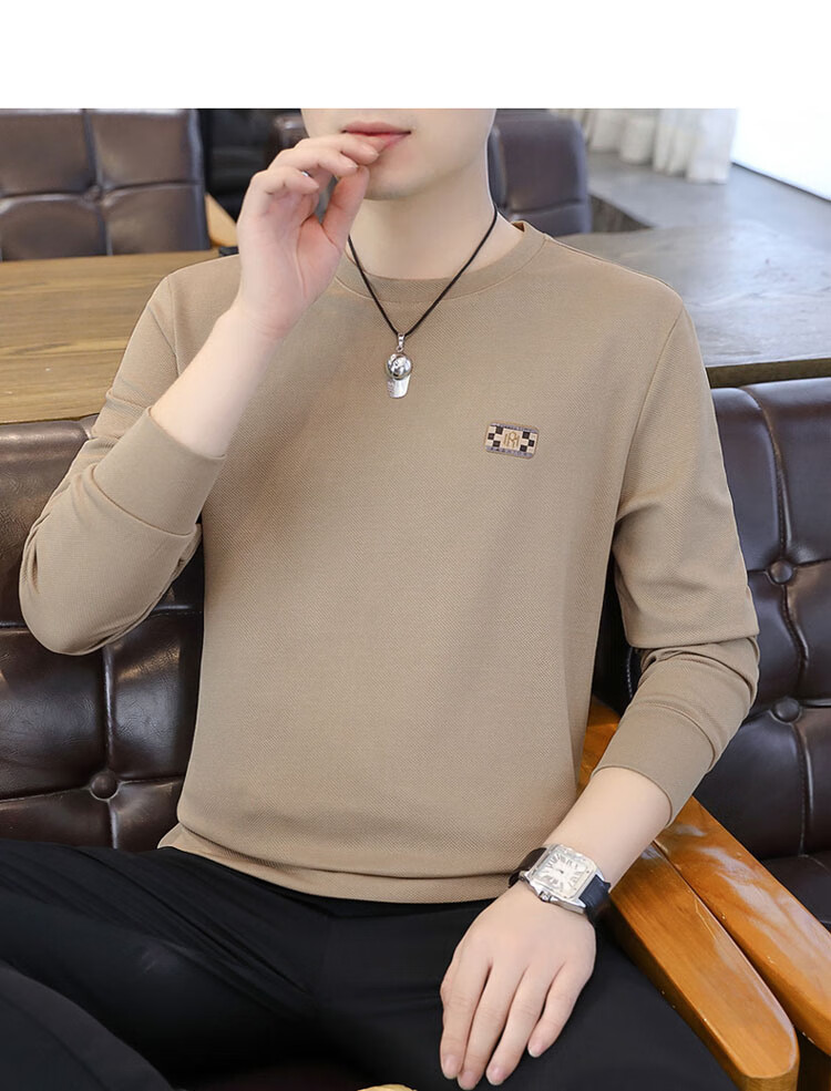 TUCANO Men's Sweatshirt Spring and Autumn Crew Neck Long Sleeve T-Shirt Casual Base Shirt Black L 4