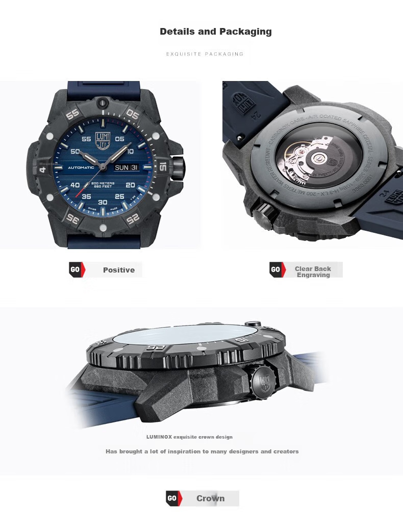 Luminox Carbon Fiber Master Automatic Mechanical Watch, Swiss Sports Waterproof 200m Men's Watch XS.3862, Mid-Autumn Festival Gift 8