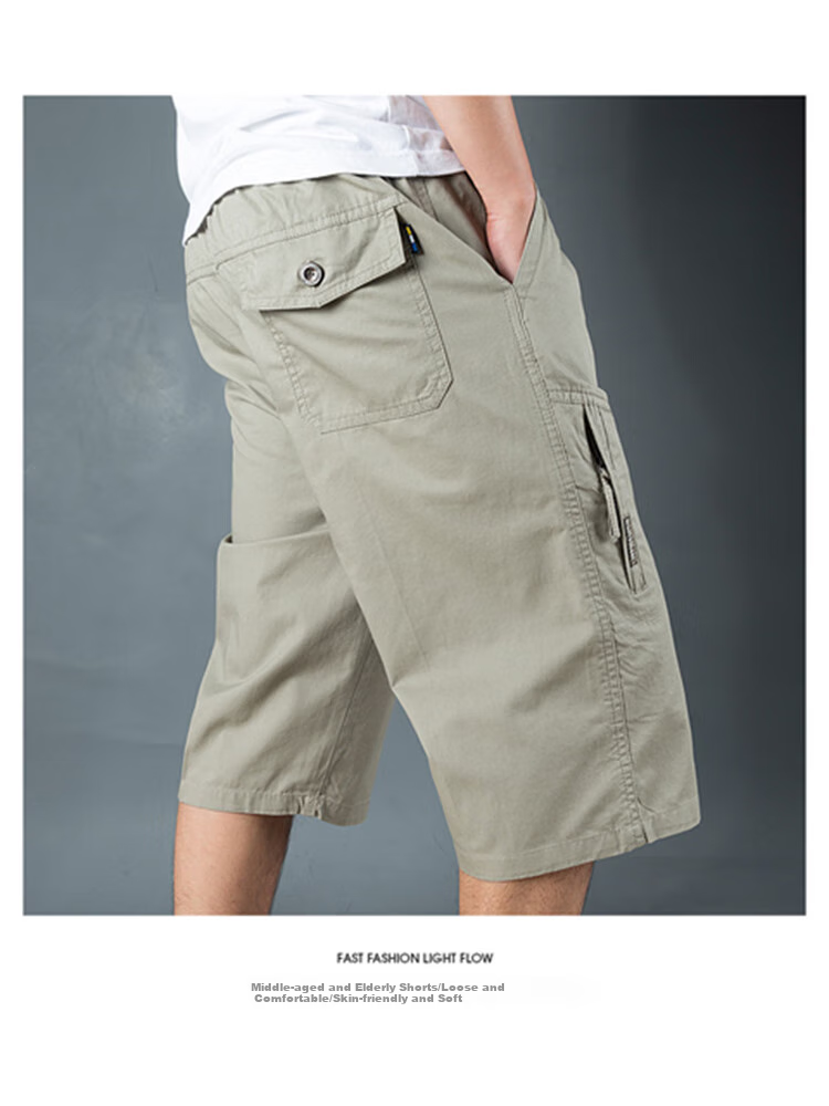 TUCANO Men's Shorts, Summer Lightweight Comfortable Straight Loose Casual Cargo Capri Pants, Light Gray, 5XL 8