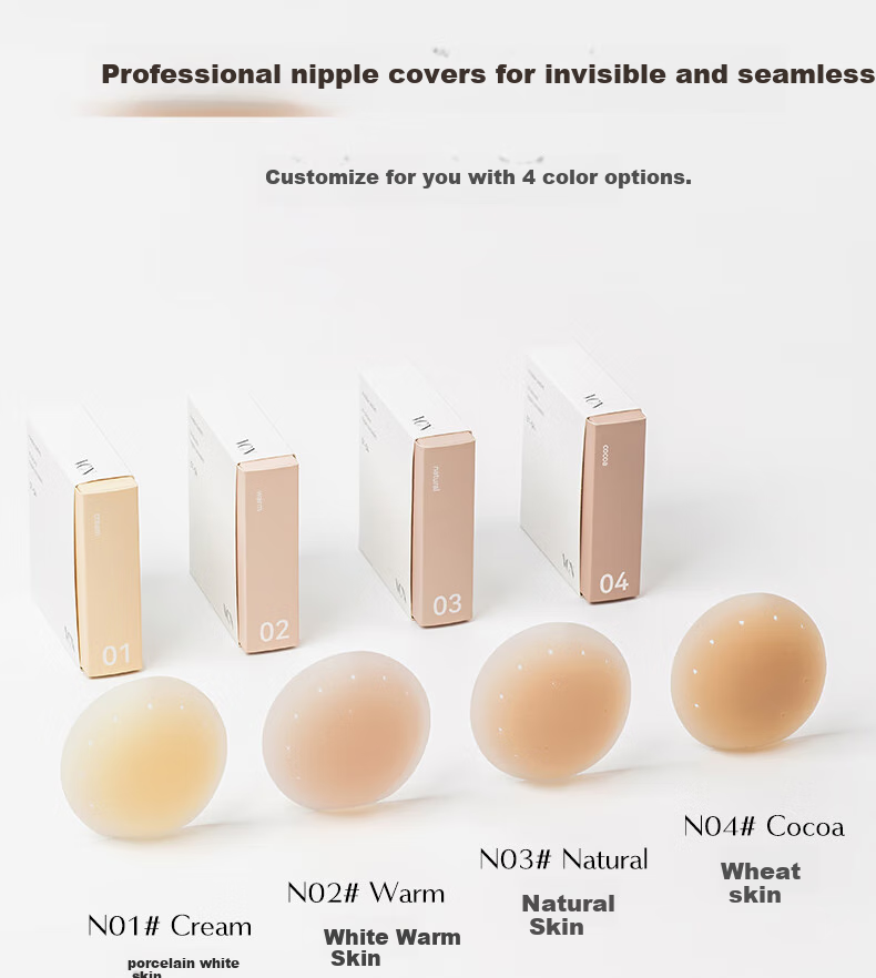Vcn Breathable Nipple Covers - 1 Pair [02# White Warm Skin] Ultra-Thin Breast Pads for Women's Wedding Dresses And Spaghetti Straps, Preventing Nipple Showthrough 5