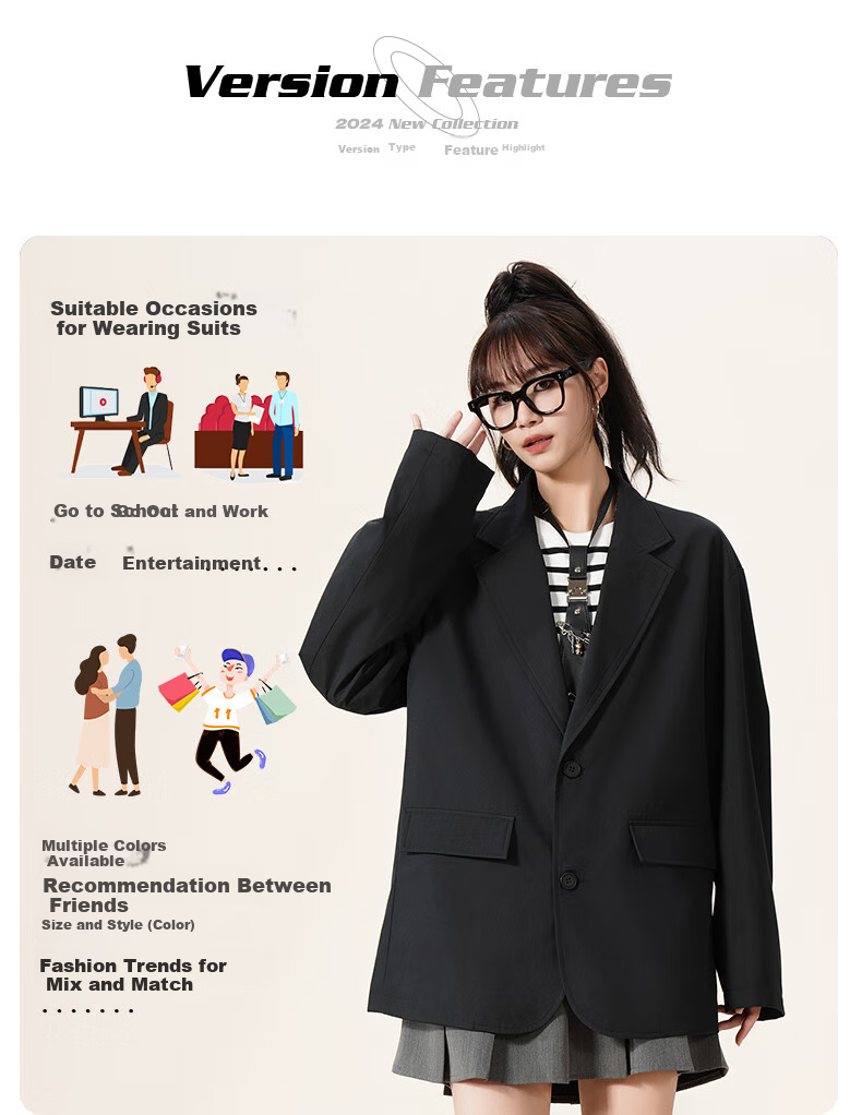 NASA GOOD Men's Suit Jacket, Autumn Korean Style Trendy Business Casual Blazer, Groom's Single Coat, Formal Wear, Size L 4