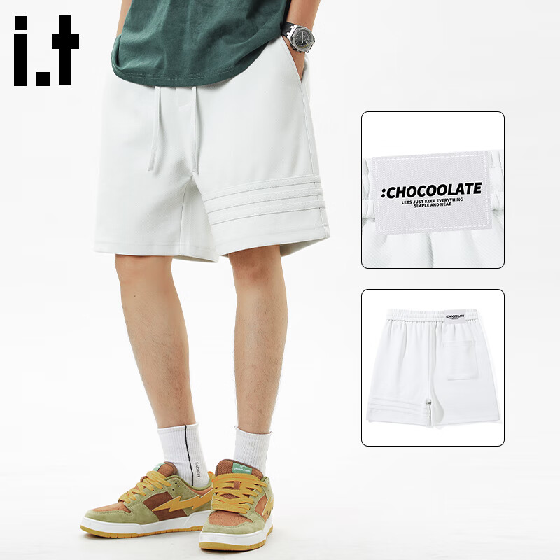 :CHOCOOLATE Thin Loose Cargo Shorts for Men, Summer Lightweight Solid Color Casual Wide-Leg Five-Point Pants, Pink, Size L