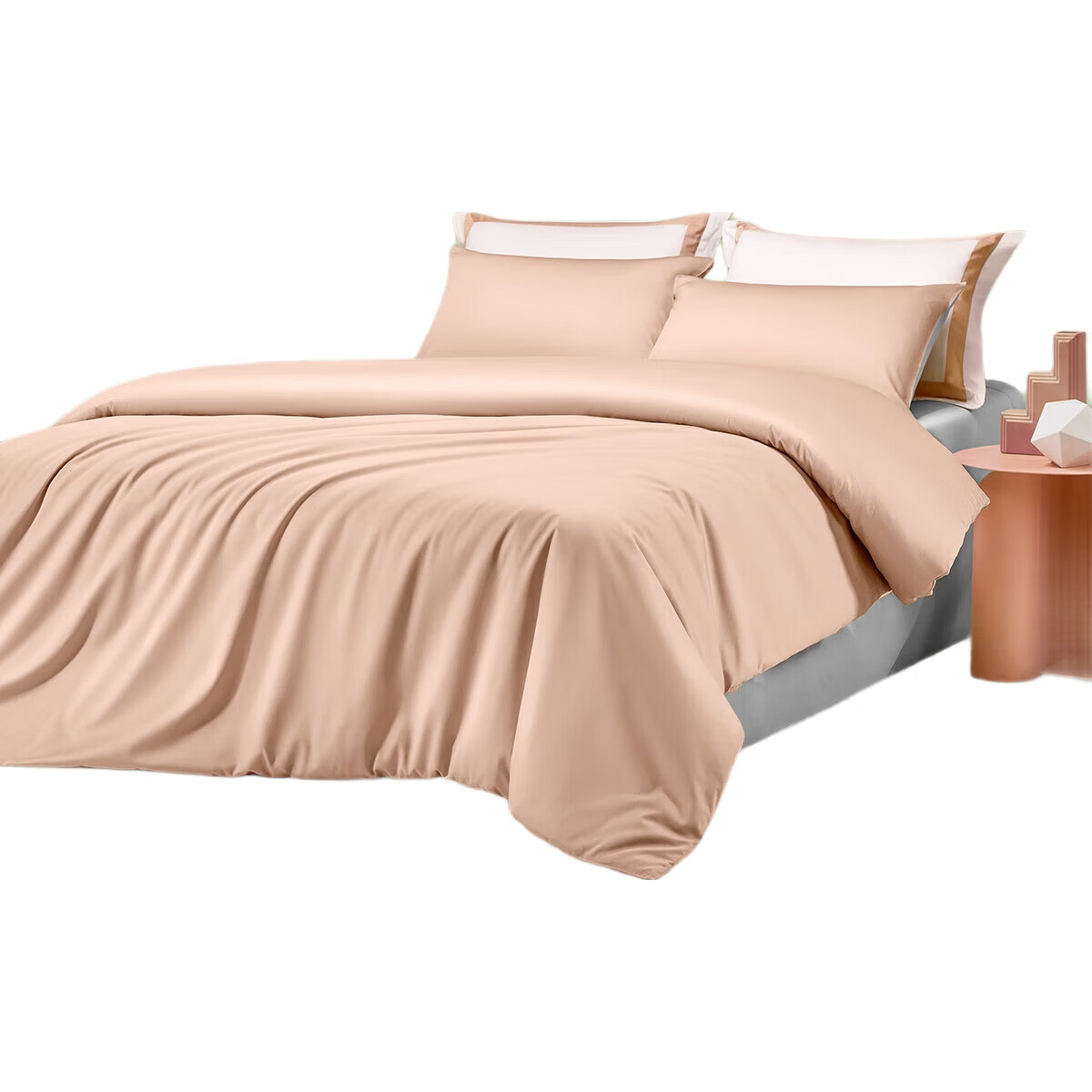 Комплект постельного белья LUOLAI Home Textile, 60 нитей, 100% хлопок, сатиновое плетение, размер 200*230 см, цвет розовый