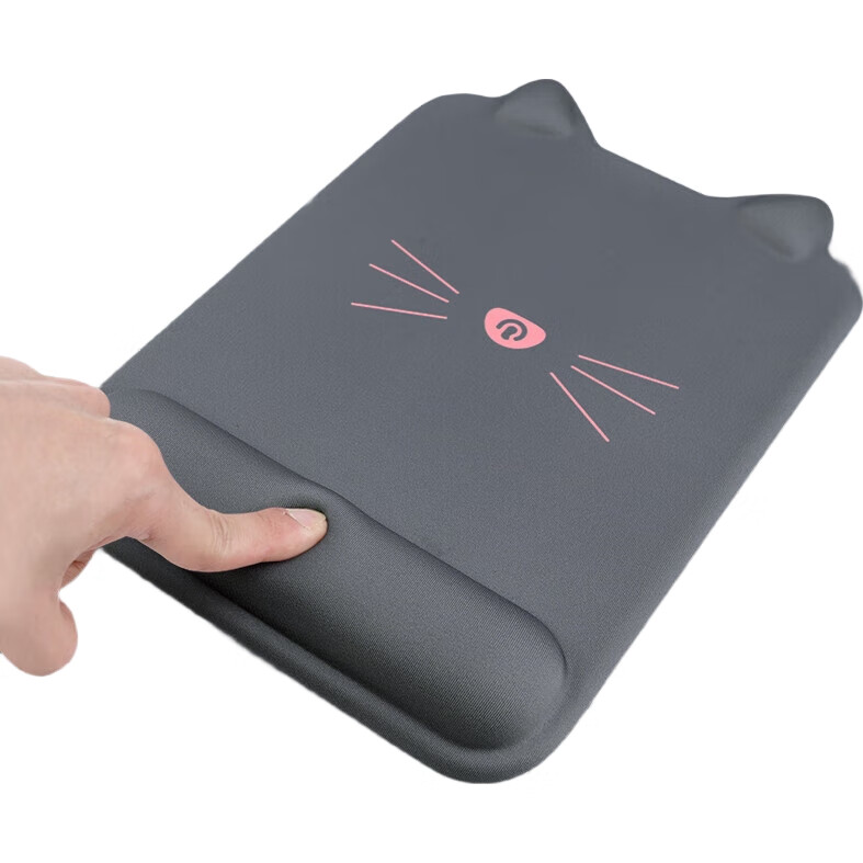 Коврик для мыши Rantopad TOTO Cat Ear, силиконовый, с поддержкой запястья, большой размер - темно-серый