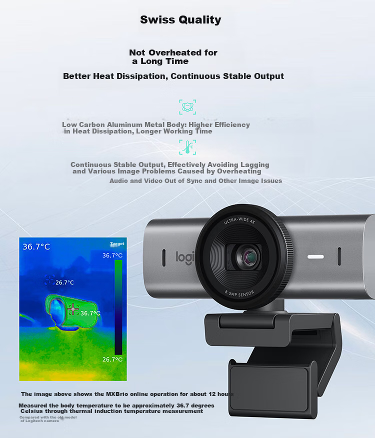 Logitech MX Brio 705 4K HD Webcam, Online Streaming Camera, Video Calls, Online Classes, with Privacy Cover, Noise-Cancelling Microphone 7