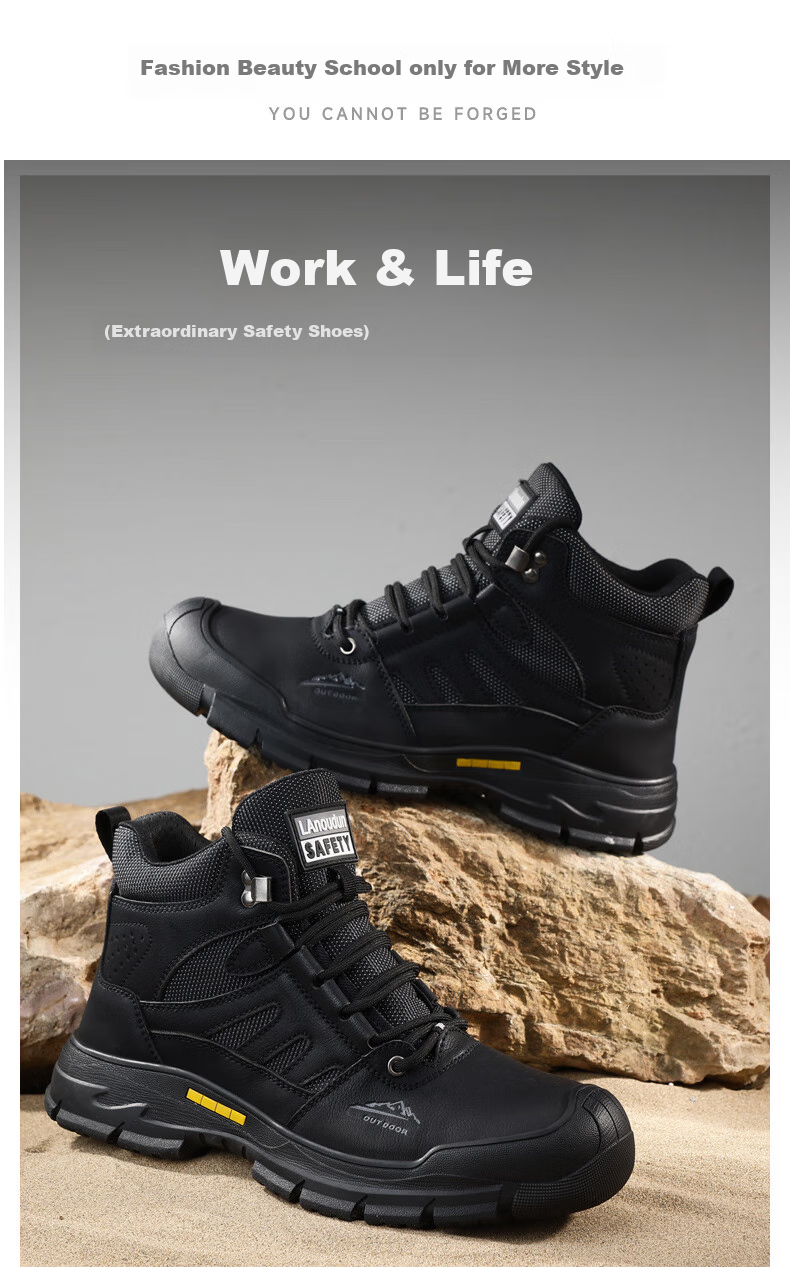 Lanoudun Men's Safety Shoes, Lightweight And Comfortable, New Style with Steel Toe Cap, Puncture-Resistant Soft Sole, Work Boots D253LBK Size 41 10