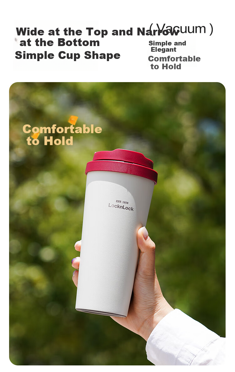 LOCK&LOCK Ceramic-Coated Energy-Saving Insulated Coffee Mug for Men And Women, Portable Water Cup, 550ML, Red 17
