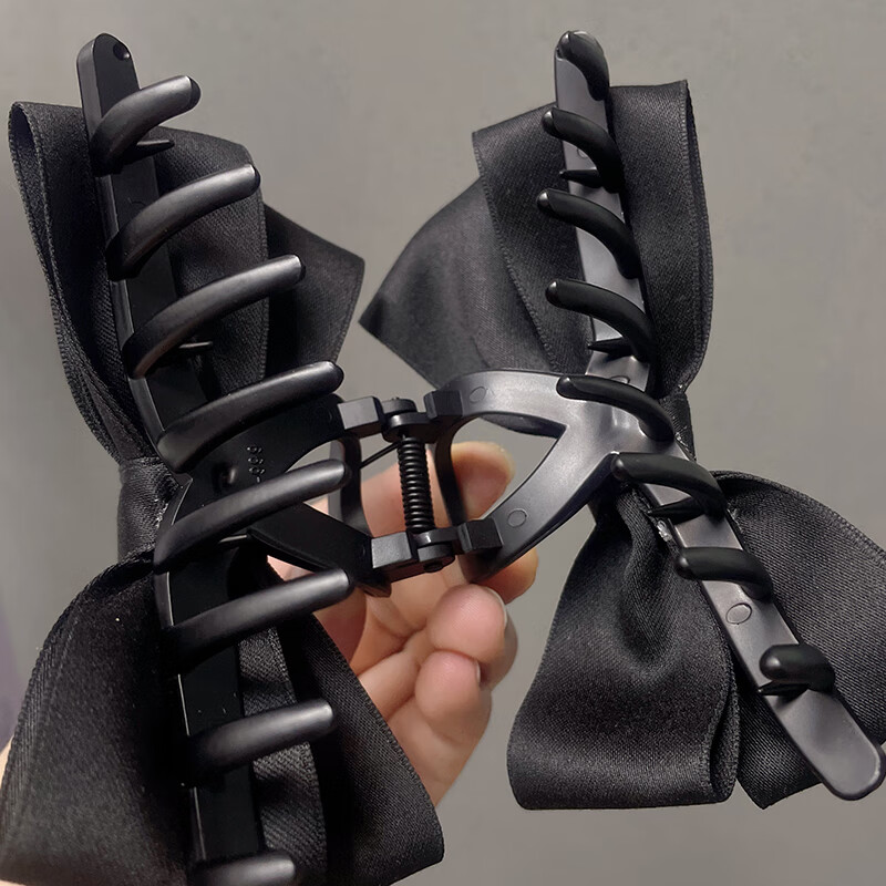 Huangjiama Black Bow Tie 13cm Shark Clip for Women, 2025 New Style Elegant Hair Clip, Back of Head Clip, Simple Versatile Hair Accessory 5