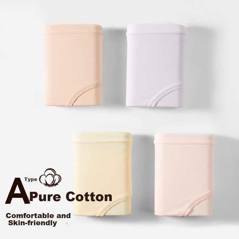 京东京造【首次免洗即穿】纯棉女士内裤女山茶花中腰10A抗菌桑蚕丝少女 M