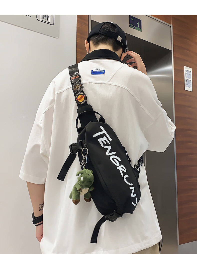 JINSHIWQ Men's Crossbody Bag Outdoor Sports Shoulder Bag Trendy Versatile Women's Small Backpack Simple Casual Large Capacity Waist Bag 10