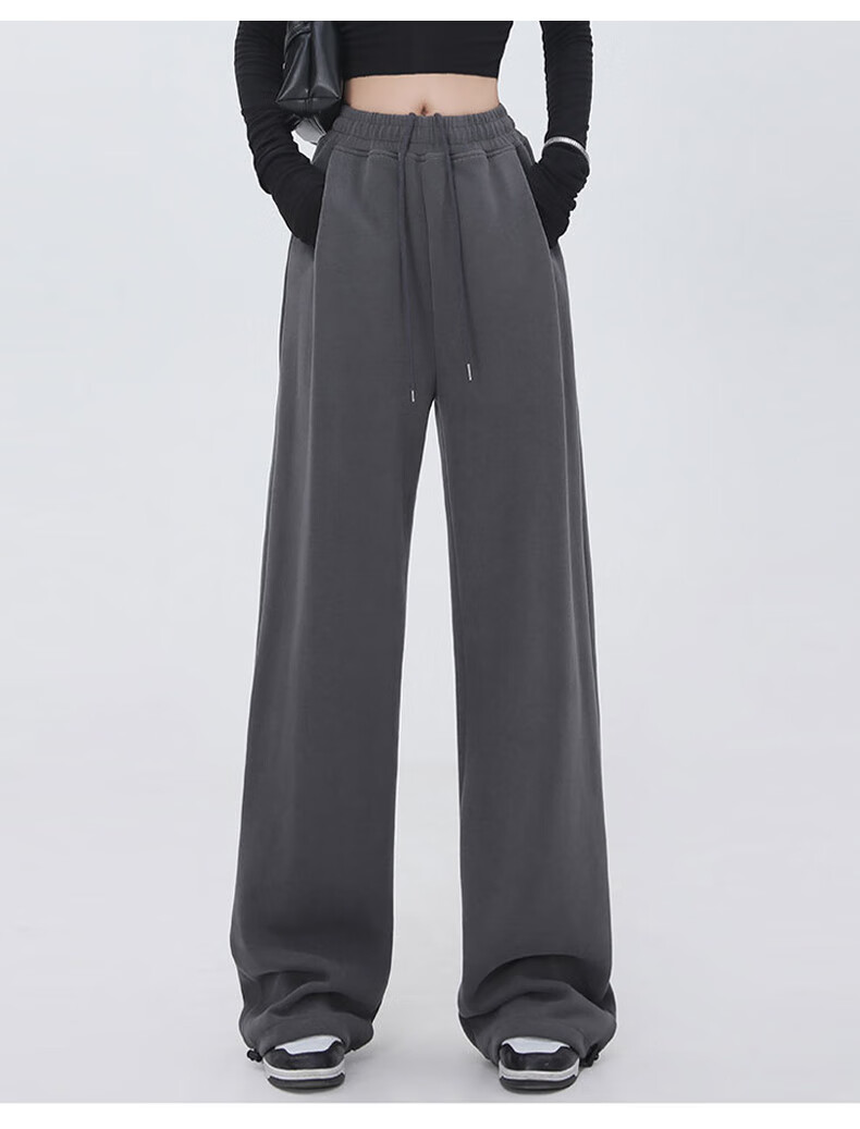 FitonTon Women's American Style Sports Pants 2026 Spring Autumn High Waist Loose Draped Casual Wide Leg Jogger Windproof Sweatpants 15