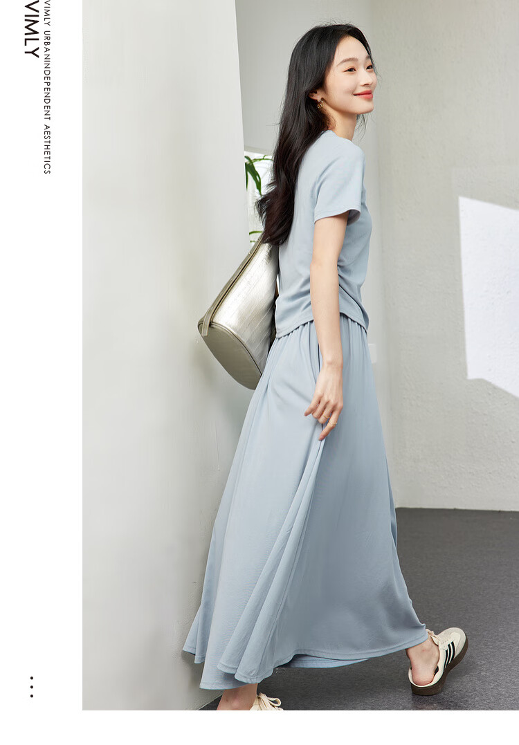 Fansiman Minimalist Design Set Dress for Women 2026 Summer New T-Shirt and Skirt Two-Piece Set XL 8