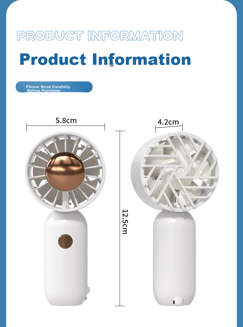 Jinlongxing [Turbo Wind Concentration] Handheld Mini Portable Fan with Long Battery Life, Quiet Operation, Lanyard, And Compact Desktop Design - Blue 15