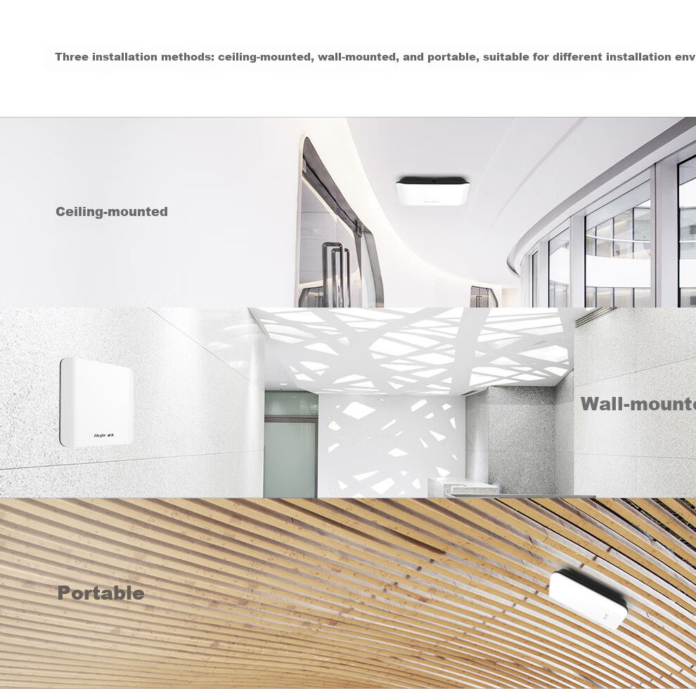 Ruijie Wireless Ceiling AP RG-EAP201, Wireless Speed 300M Single-Band, Enterprise-Grade Whole-House WiFi Router, Wall-Penetrating And Wall-Mounted, for Villas, Hotels, And Large Apartments Networking 4