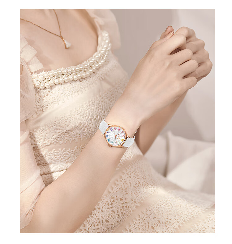 ERNEST BOREL Swiss Women's Watch Camellia Pattern Classic White and Brown Quartz Watch for Women Back-to-School Gift 12