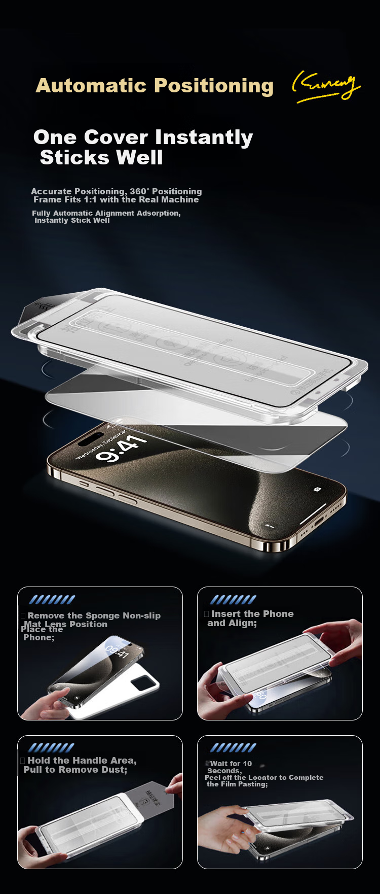 KOOLIFE [Two Pieces] Suitable for Apple 15 Pro Tempered Glass Screen Protector, IPhone 15 Pro Protective Film, HD Corning Glass Film, Dust-Free Installation, Ultra-Thin, Shatterproof, Anti-Fingerprint 4