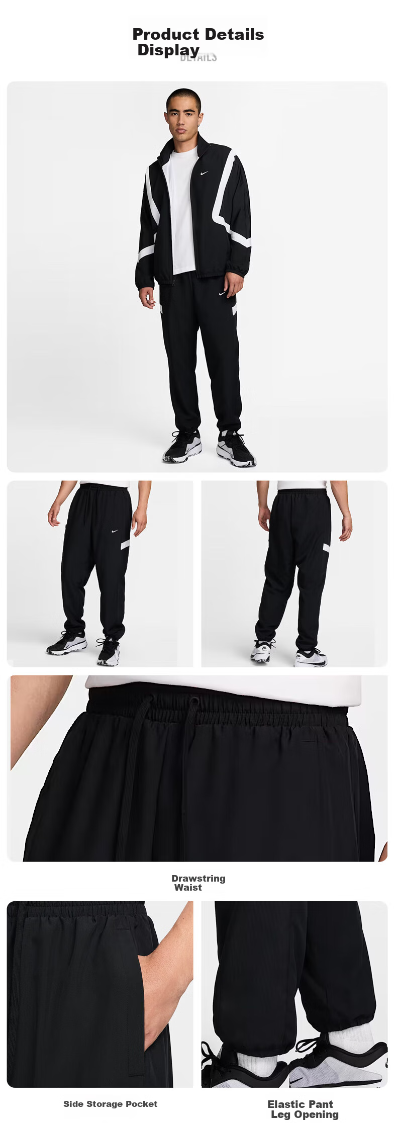 NIKE Men's Athletic Pants, Woven Straight-Leg Trousers, Lightweight Casual FZ0251-010 Black XL 4