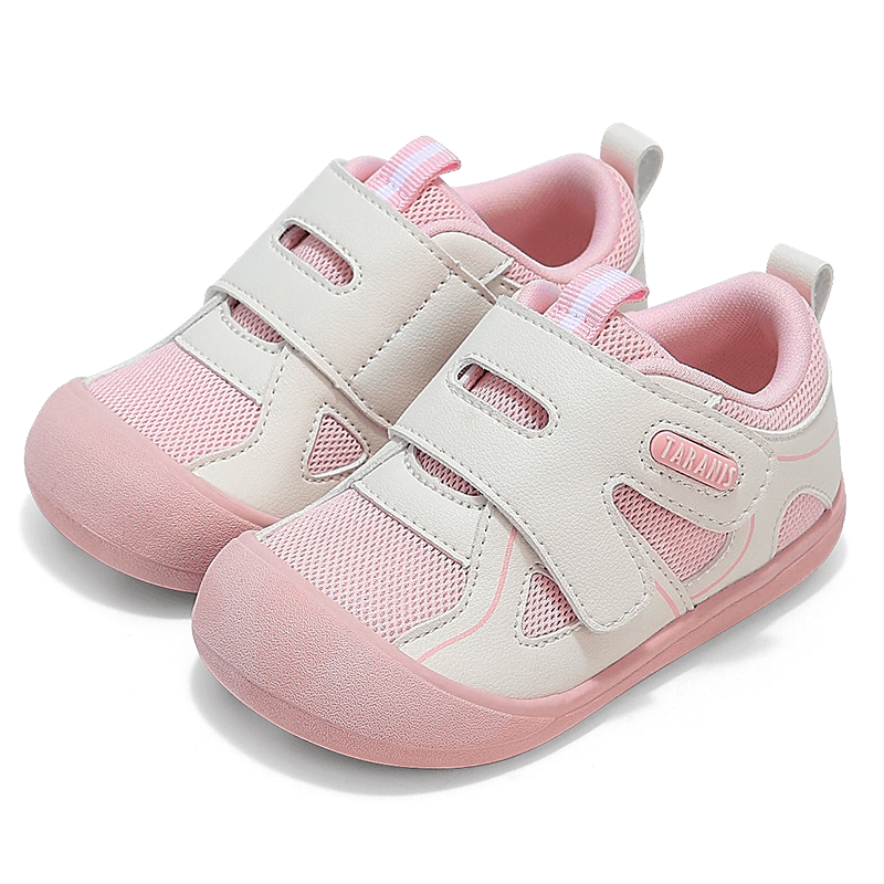 TARANIS Spring Baby Toddler Shoes Anti-Kick Wear-Resistant Boys and Girls Infant Functional Shoes White/Pink Size 21