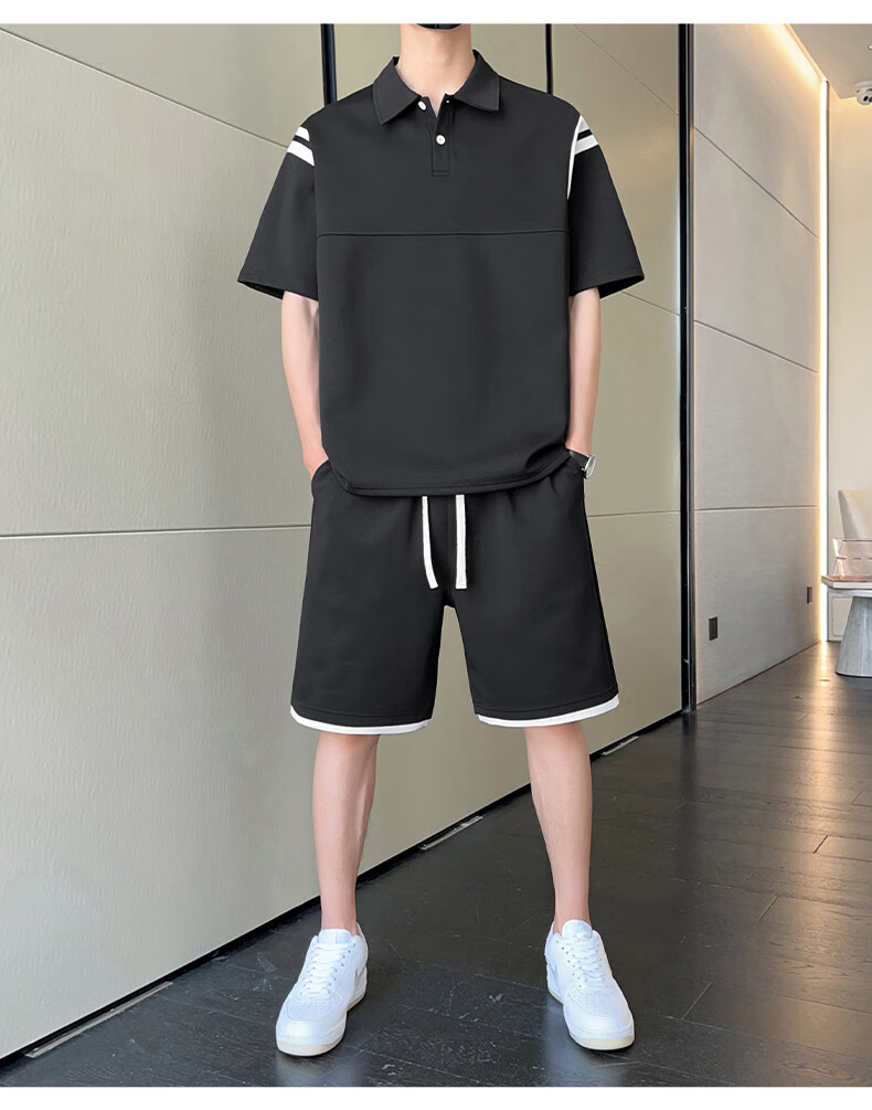 Jeanswest Outdoor Sports Short Sleeve T-Shirt Set for Men Summer Half Sleeve Top and Shorts Ice Cooling Quick-Dry Casual Two-Piece Set Light Khaki XL 10