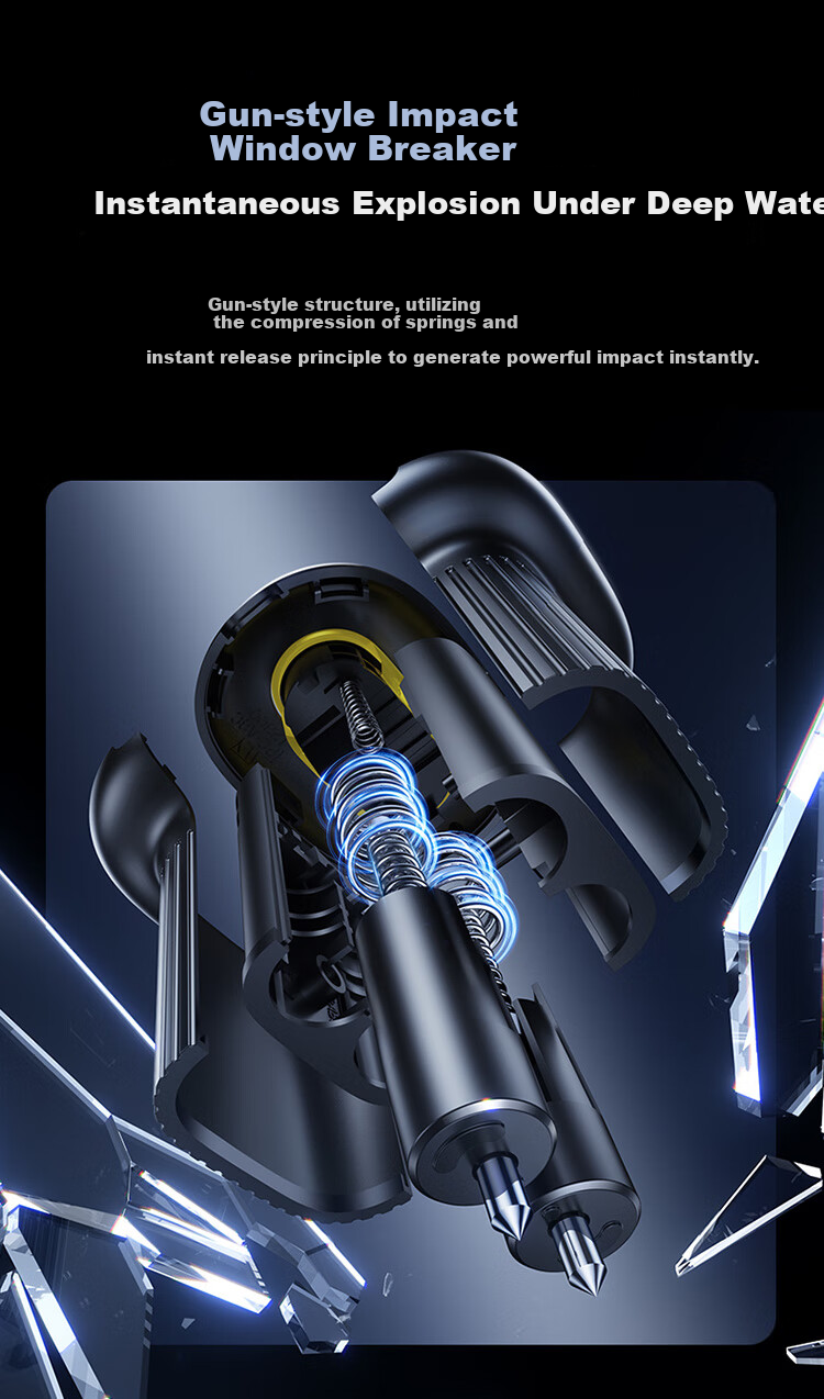 BASEUS Car Window Breaker, Multi-Functional Safety Hammer with Three-In Flashlight And Light for Emergency Rescue, Compatible with Xiaomi 8