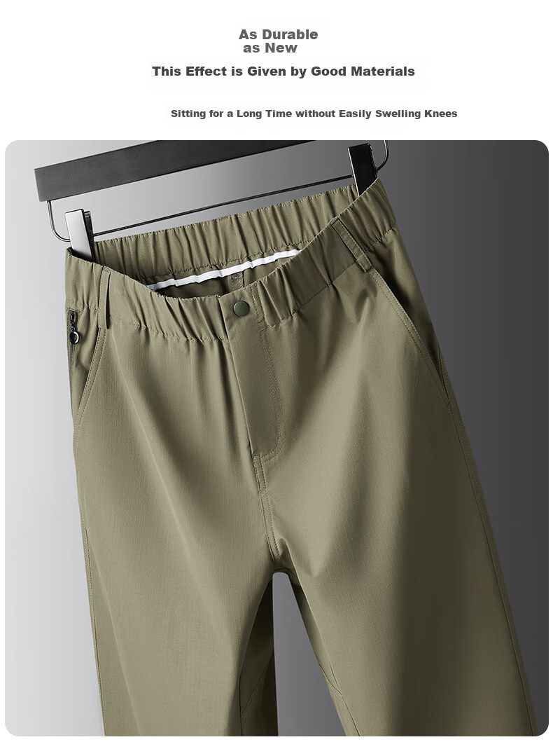 Ayoupang Summer Large Size Elastic Waist Dress Pants, Loose Elastic Business Thin Casual Trousers, Plus Size Cargo Long Pants 6