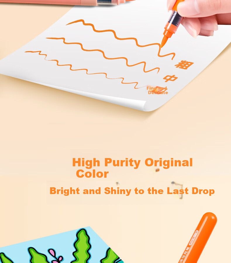 Yuji Direct Liquid Acrylic Markers with Soft Tips, 24-Color Set, No Pressing Required, Washable, Non-Bleeding, Stackable, for Students' Hand-Drawn Art, Specialized Drawing Watercolor Pens And Brushes 8