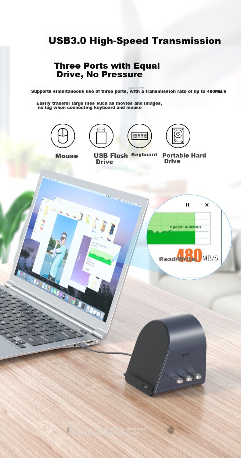 Acer Expansion Dock, Gigabit Ethernet Cable Adapter, Network Port Converter, USB Hub, HDMI Screen Mirroring, Compatible with MacBook Laptops, 11-In Wireless Charging Hub Expansion Dock 2