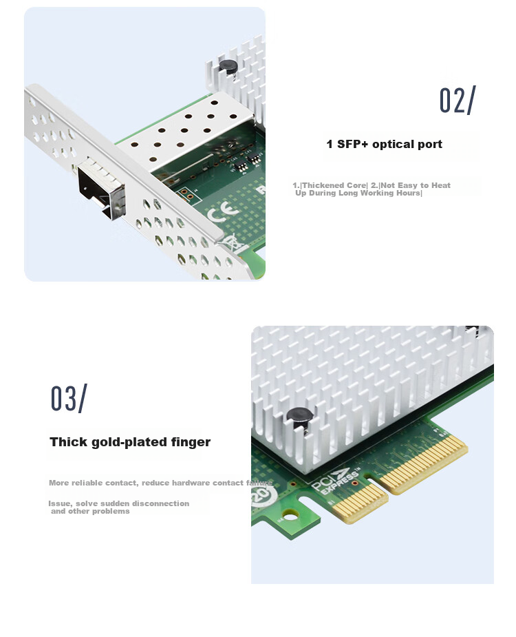 EB-LINK Intel 82599 Chip PCI-E X4 10 Gigabit Single-Port 10G Fiber Optic Network Card with SFP+ Multi-Mode Optical Module X520-SR1 Server Network Adapter 8