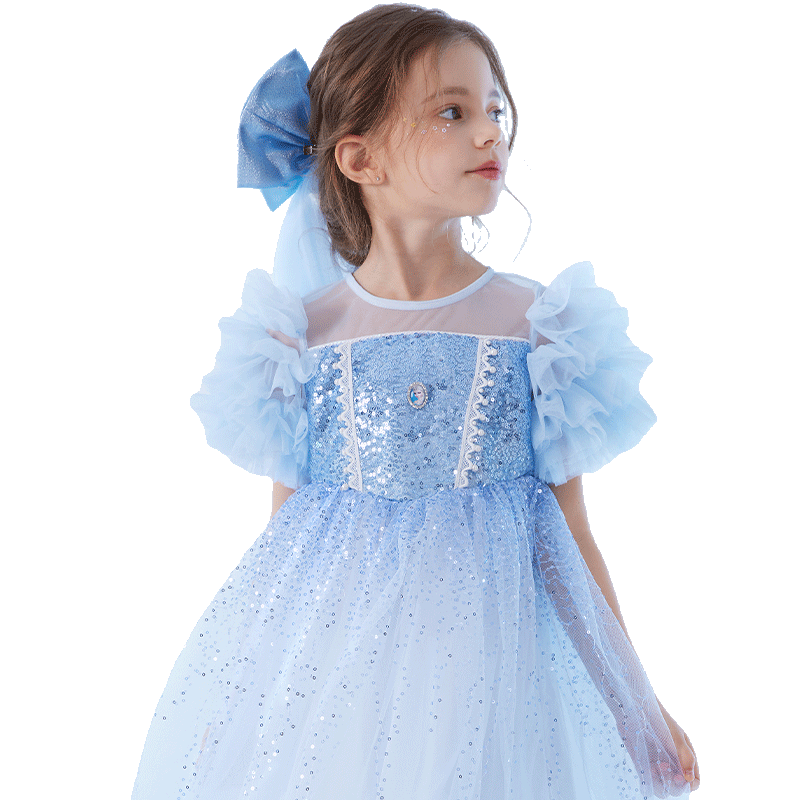 Disney Girls' Dress, Children's Elsa Princess Puffy Skirt, Little Girl's Holiday Party Dress, X84010 Pink, 140cm
