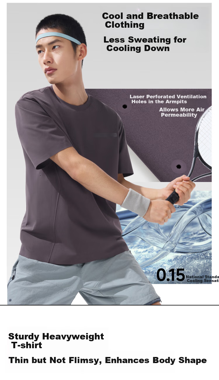 Beneunder Men's Short-Sleeve Summer Outdoor Breathable Sports T-Shirt, Sweat-Resistant Multi-Functional Round Neck T-Shirt DR618 13