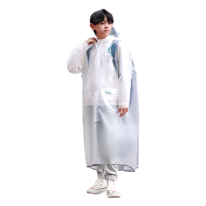 Moremerry Children's Raincoat for Boys And Girls, Students' School Raincoat with Backpack Space, Cartoon Design, Matte White Thickened Version 4XL