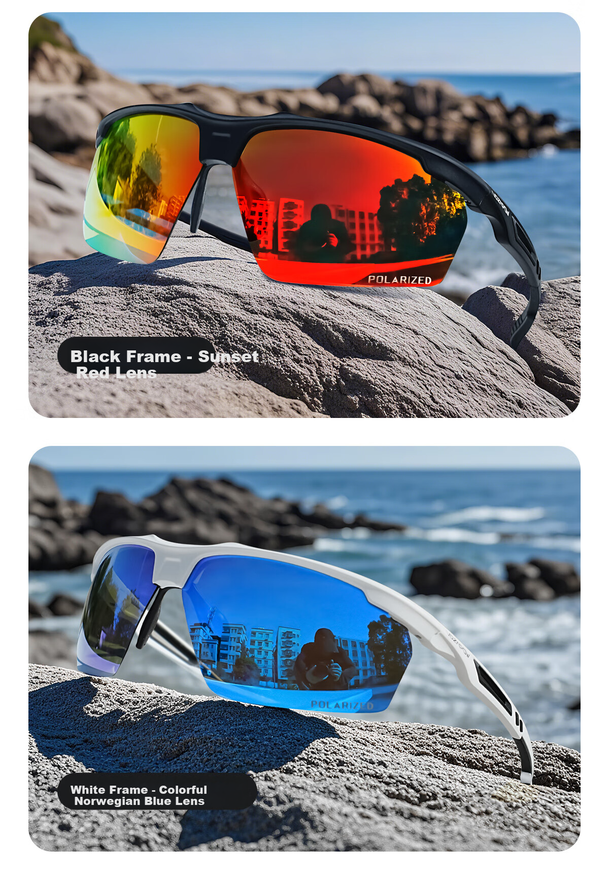 VOZAPOW Fishing Goggles for Float Viewing, High-Definition Polarized Eye Protection Sunglasses for Lure Fishing, Vibrating Reel, Men's Driving Sunglasses 22