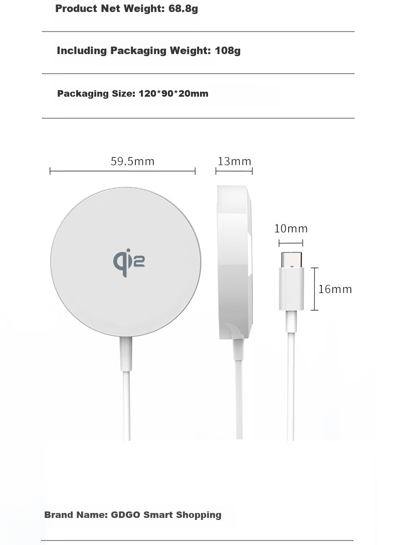 GDGO [Qi2 Certified] 15W Car Wireless Charger, MagSafe Magnetic Low Temperature Air Vent Clip, Compatible with Apple And Android IPhone 18/17/Air/16promax 8
