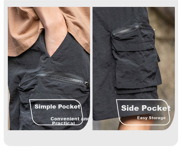 JEEP Ice Silk Shorts for Men, Summer Cool Casual Cargo Pants Loose-Fitting Trousers Men's Knee-Length Shorts, Black, 2XL 1
