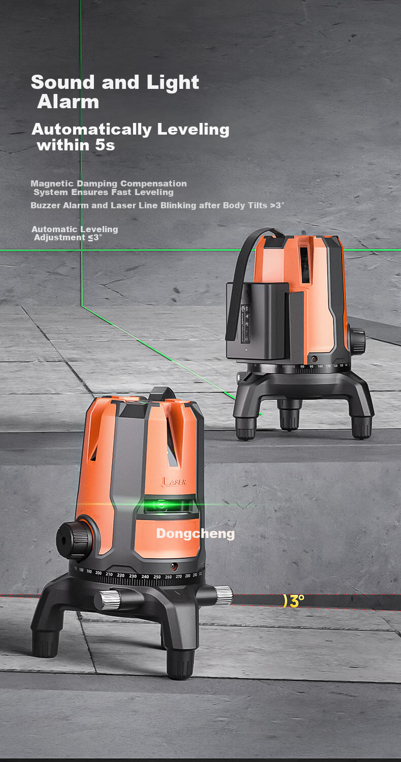 Dongcheng Two-Line Spirit Level, Green Light High-Precision Strong Light Infrared Laser Level, Two-Line Battery*1 9