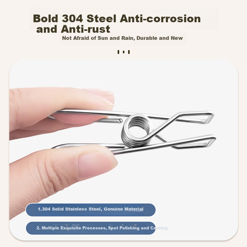Bingyou 304 Stainless Steel Clips, Pack of 20, Strong Grip, for Drying Quilts And Hanging Clothes
