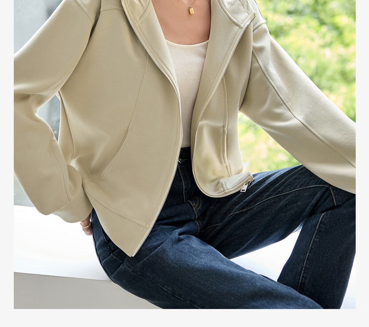 Chushen Spring and Autumn Casual Jacket Women Wilderness Mallard Design Splicing Fashion Casual Hooded Top S143U1001 1