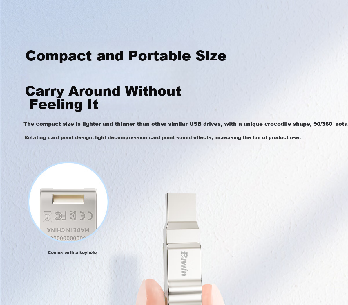 BIWIN 64GB Type-C USB3.2 Dual Interface Phone Flash Drive, 150MB/s UD150 Metal Rotating, High-Speed Read/write, Durable Business Office Study USB Drive 7