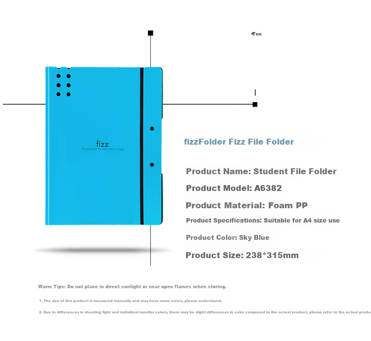 Fizz A4 Thick Hard Horizontal Folding Clipboard/document Holder/file Folder/writing Pad/organizer Clip Office Supplies Sky Blue A6382 6